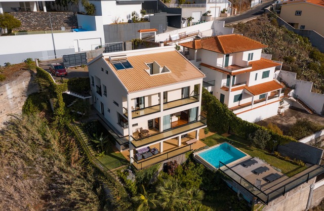 mansion over the sea with pool, barbecue and garden