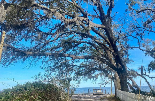 Minutes from beach with Bay view, pier, fenced yard & dog friendly!