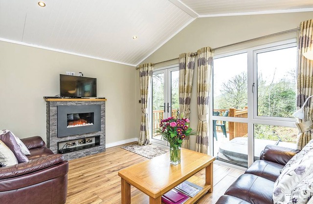 Modern and contemporary 14ft-wide lodge style holiday home.