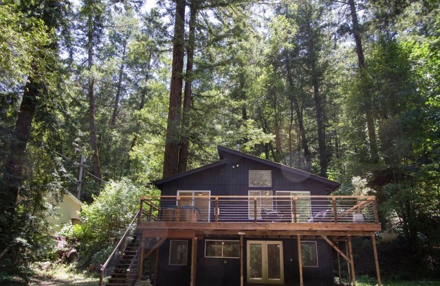 Modern home with a creek