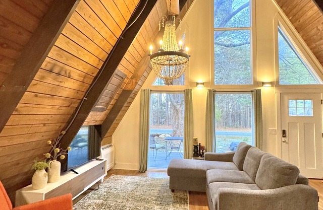 Modern Luxury A-Frame Retreat on a 2-acre Pond. Weekly & monthly discounts.