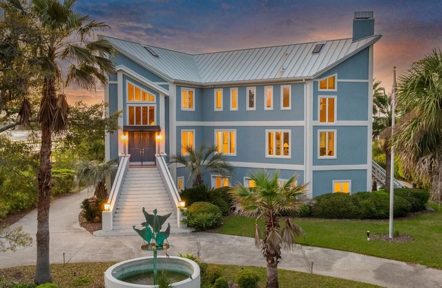 Multimillion dollar home with million dollar views on water with Dock