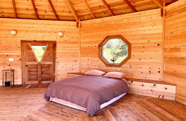 Octagon coastal cabin retreat. Private and pet friendly.