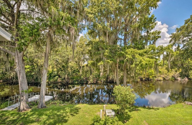 Old Florida Setting with Kayaks and Fishing Poles