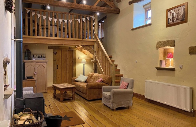 Panoramic countryside views can be savoured from this barn conversion.