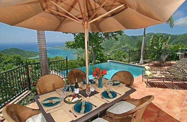Reduced rates in August! Panoramic view over Coral Bay and the BVI's.Sunny pool!