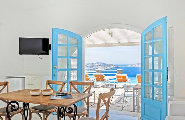 Rose Studio Two with shared pool and sea view