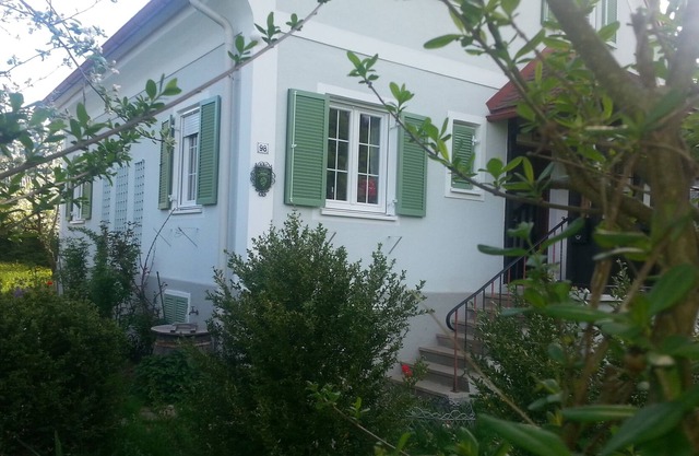 Small house of non-smokers in the 'old style garden' with vine leaves