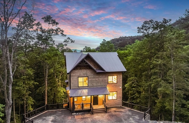 Smokies/modern'25 cabin/King bed/Indoor POOL/Hot tub/Theatre/Pet/Parking/privacy