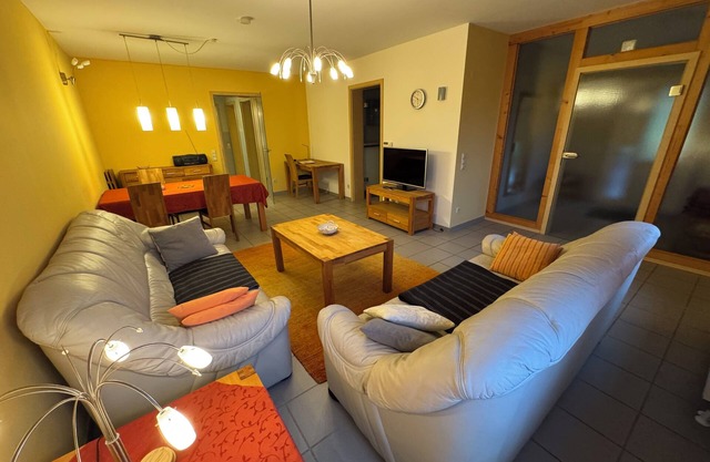 Spacious vacation apartment with a beautiful covered terrace in a huge garden.
