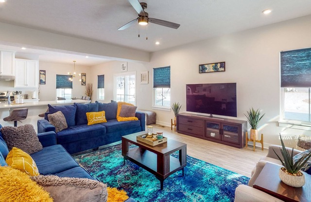 Spacious home outside Indianapolis with office, full kitchen, patio, W/D & AC