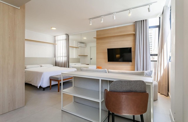 Studio with Washer, Living Room and Kitchen