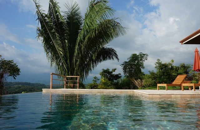 Stunning infinity pool with ocean and mountain views for you to enjoy!
