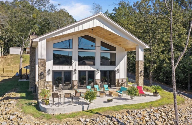 Sun Sets Overlooking Big Bridge Trident Marina & Grill on Lewis Smith Lake.