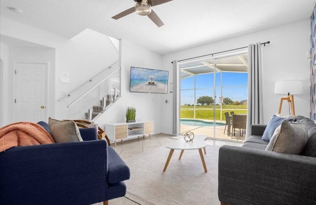 This charming 5-bedroom villa with a private heated pool is a modern oasis.