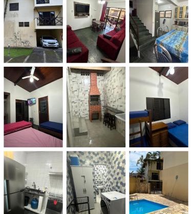 TRIPLEX piscina churrasqueira lava e seca Wi-Fi e 2 TVs em Condomínio com 90m2 no centro de Ubatuba