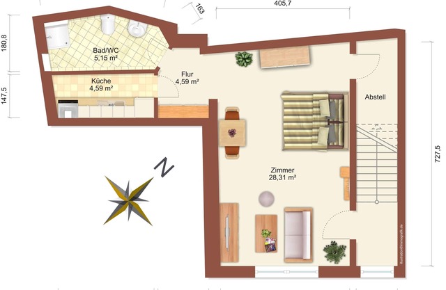 Very central apartment/150m to the gr. Plöner See/Fewo 2/Boxspringb. 2x2,20m
