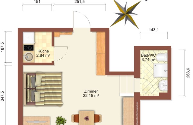 Very central apartment/150m to the large Plöner See/Fewo 4