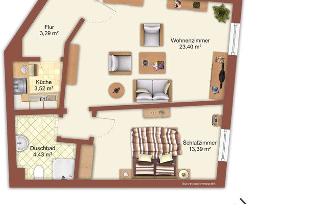 Very central apartment/150m to gr. Plöner See/Fewo 5/Boxspringb. 2x2,10m