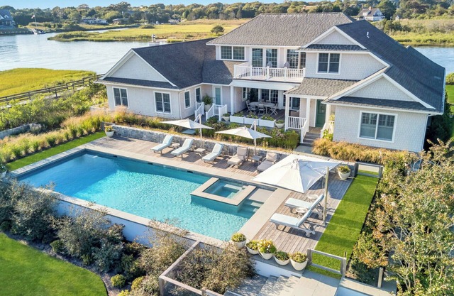 Waterfront Estate in Quogue with Private Dock, Pool & Resort-Style Grounds
