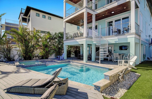 Waterfront Home with Pool, Dock, and Rooftop Deck! Short Walk to Beach!