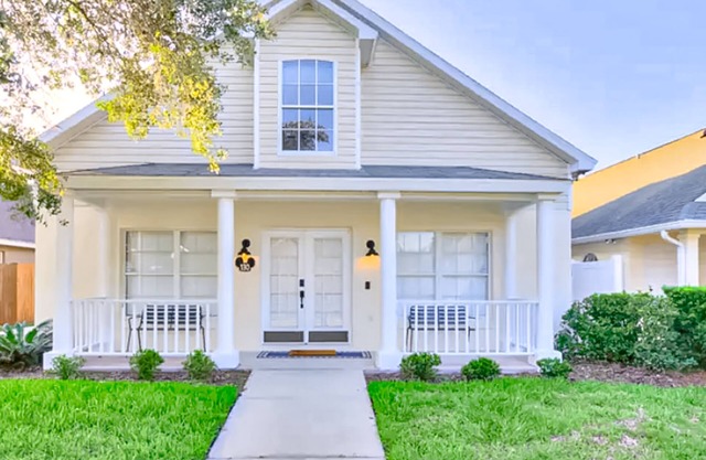 Whimsical sunlit retreat with private pool, patio, & game room - close to parks