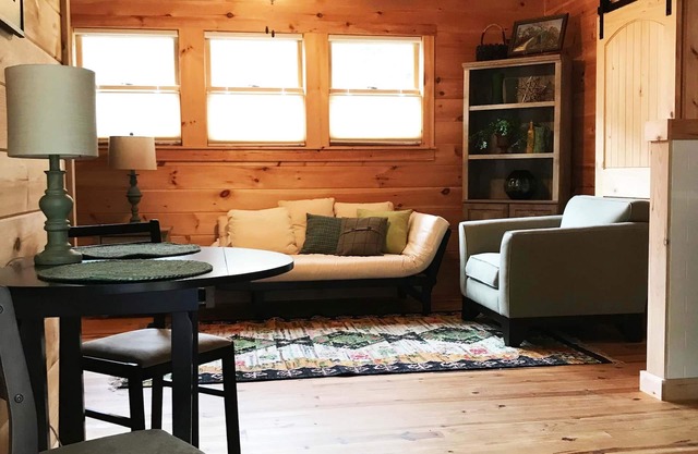 Wooded setting, upscale natural wood interior, approx 4 miles from town square