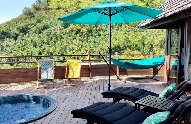 Wooden architect villa with jacuzzi