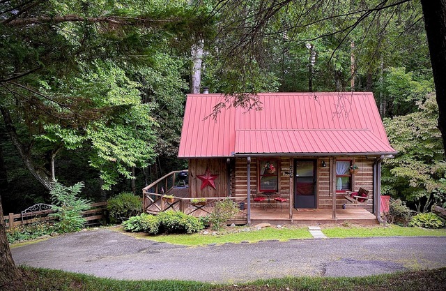 Your Journey’s End! Authentic log cabin, comfortable, modern w/a creek too!