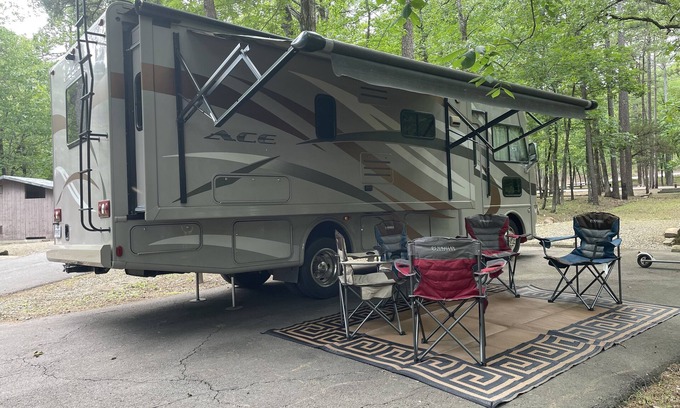 Cecil House | 2015 Thor ACE Motorhome right off Pig Trail with views of White rock.