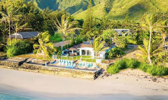 Hauula Villa | 3 Beachfront Spas|90"THTR|Only home in Hawaii with Private Beach|Jurassic Park F