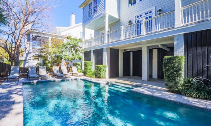 Isle of Palms House | 3 Min Walk to Beach! Serene Retreat w/Heatable Private Pool, Ping Pong Table, Multiple Decks & Dens