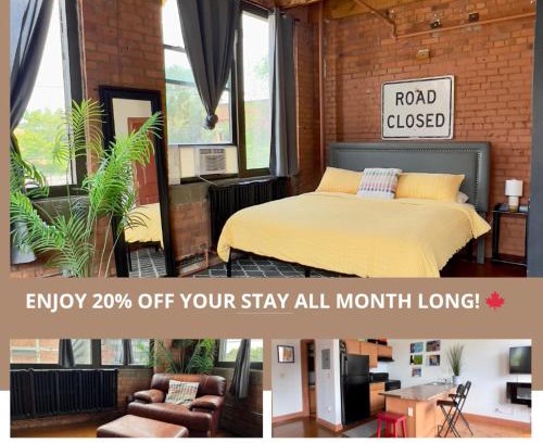 Detroit Apartment | 420 Friendly KING suite Downtown LOFT Free Parking & WiFi