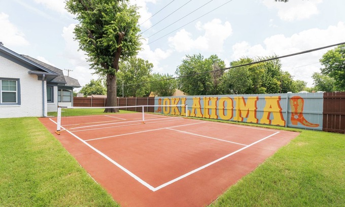 Central Oklahoma City House | 5 Beds Downtown OKC with Pickleball Court, Fire Pit, Hot Tub, Game Lounge