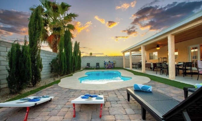 North Las Vegas House | 5BD Memorable Stays and Backyard Games Galore!