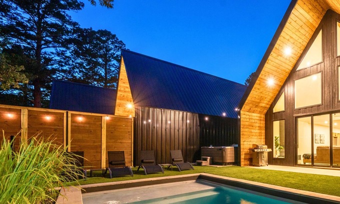 Mid America House | A-Frame Retreat with Pool, Hot Tub, Lake Access