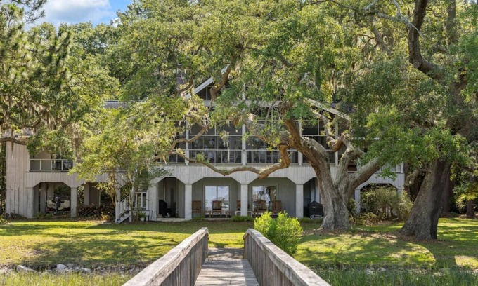 Rockville House | Adam's Creek Home, Deep Water on River and Wetlands with Floating Dock