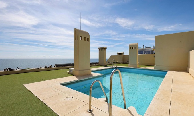 Estepona Apartment | "Apartment- Car included" At the Beach with Sea View, Pool, Wi-Fi, A/C & Balcony