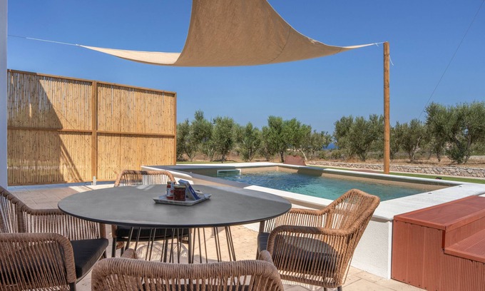 Mastichari Apartment | Apartment 'With Private Pool No 2' with Private Garden, Wi-Fi and Air Conditioning