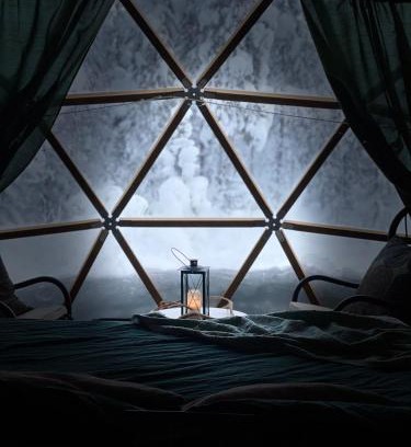 Rovaniemi Other | Aurora Igloo Fireplace-heated Tents in a secret forest with private Jacuzzi and shared sauna bathroom and dog friendly