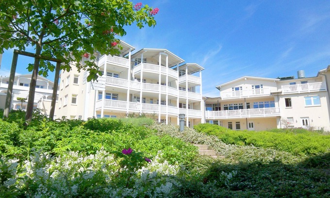 Gohren Apartment | Balcony, free use of the AHOI adventure pool and sauna - Sea view apartment 59