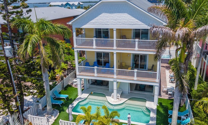 Bradenton Beach House | Beach Access, heated pool, and new spa. Pickleball and playground along the bay!