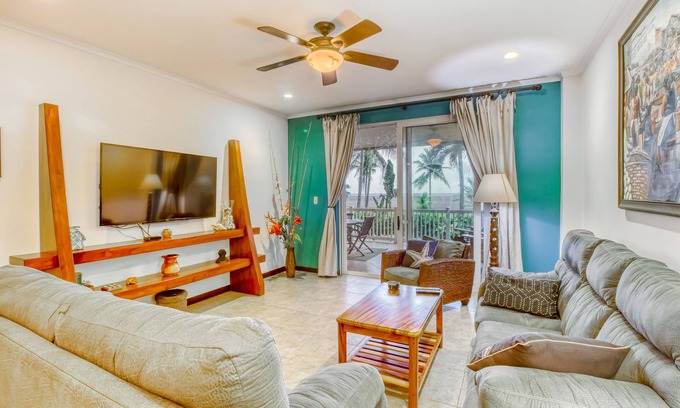 Barrio Los Villalobos Apartment | Beachfront Condo with Resort Pools and Gardens, and Ocean-View Balcony