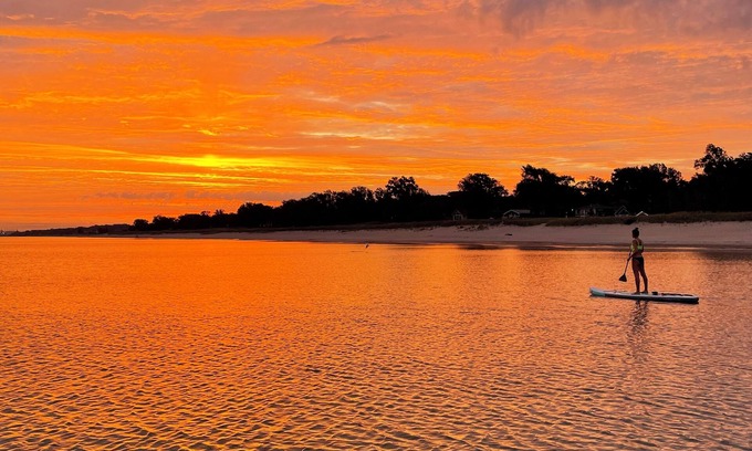 Miller Beach Apartment | Blocks from the beach with giant covered deck, firepit, and grill!