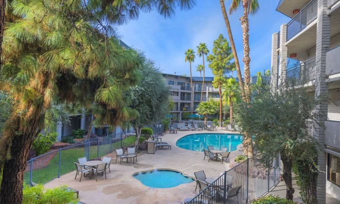Camelback East Hotel | Bright & Airy Stay with Private Pool, Pets Allowed, and Outdoor Lounge