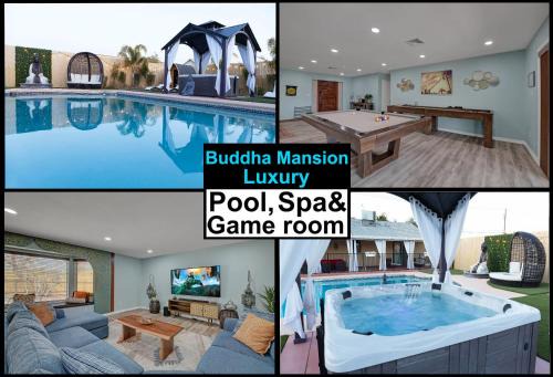 North Las Vegas House | Buddha Mansion Luxury Resort - 8BR Modern, HotTub, Huge pool, Sauna, BBQ grill, Game Room