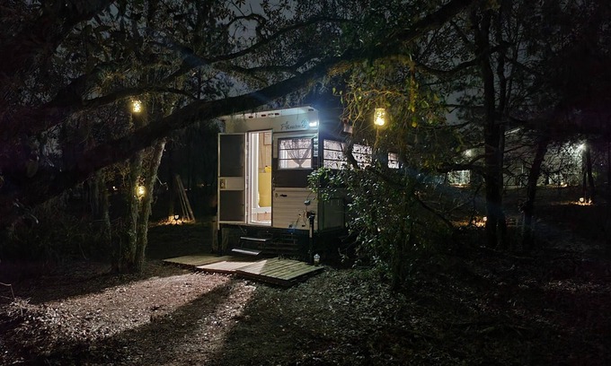 Citrus Springs Cabin | Camp in our Vintage 70's Tiny Camper with Central A/C and Heat