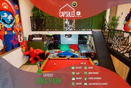Valenciennes Apartment | Capsule Luna Park - Jacuzzi - Sauna - Jeux & Arcades - Billard - Netflix & Home cinéma -