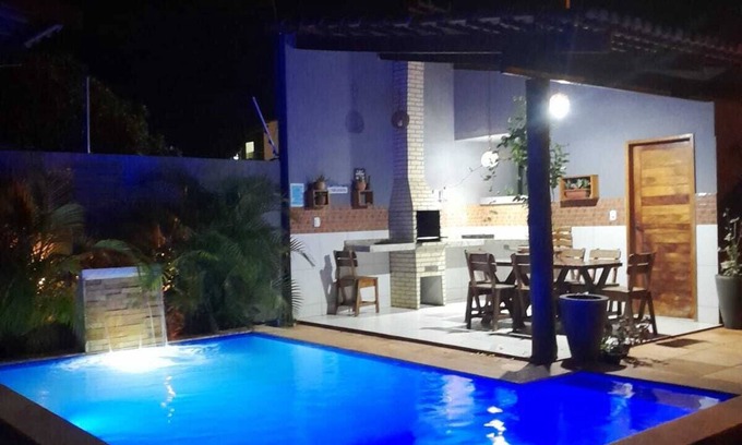 Sao Miguel de Touros House | Casa com Piscina, Quadra de Areia, Churrasqueira, Jardim. A 4 Minutos da Praia