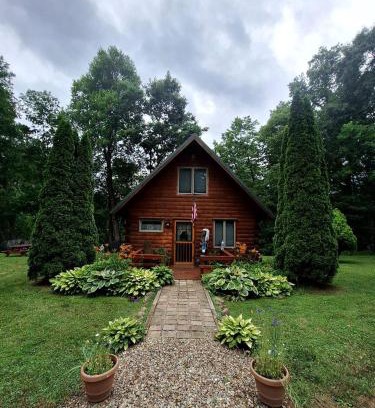 New Bedford House | Charming Creekside Log Cabin with Wood Burning Stove Overlooking the Neshannock Creek, Western PA